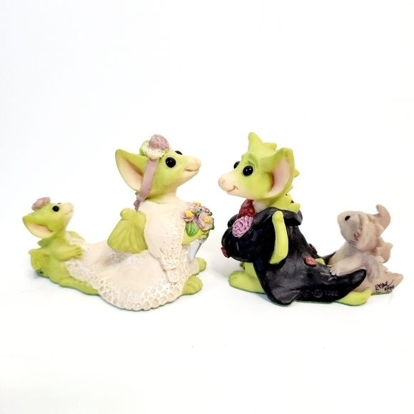 Vintage Whimsical World of Pocket Dragons Bride & Groom Set 1995 - Picture 2 of 8